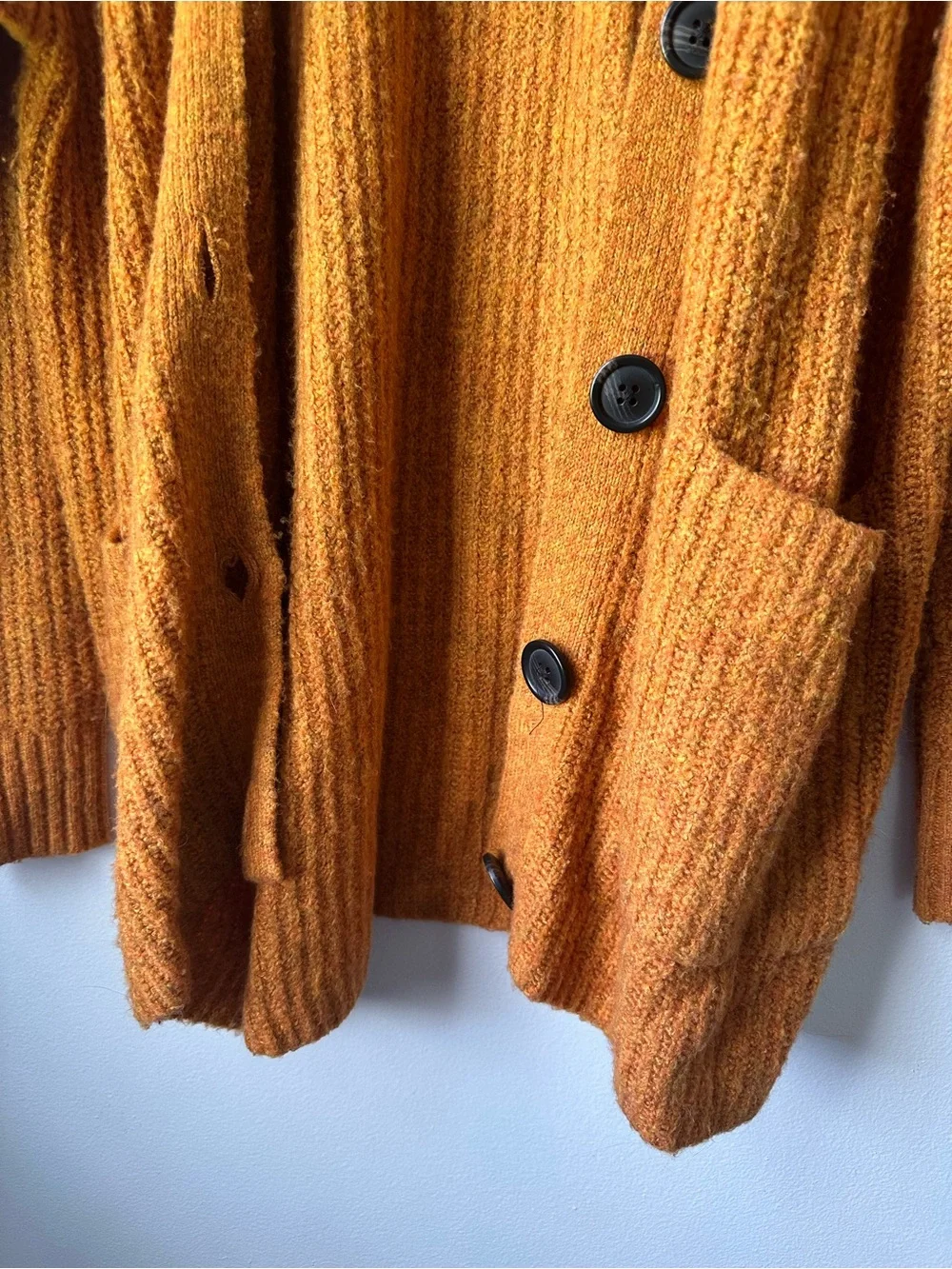 American Eagle Orange Textured Knit Cardigan - Picture 7 of 8